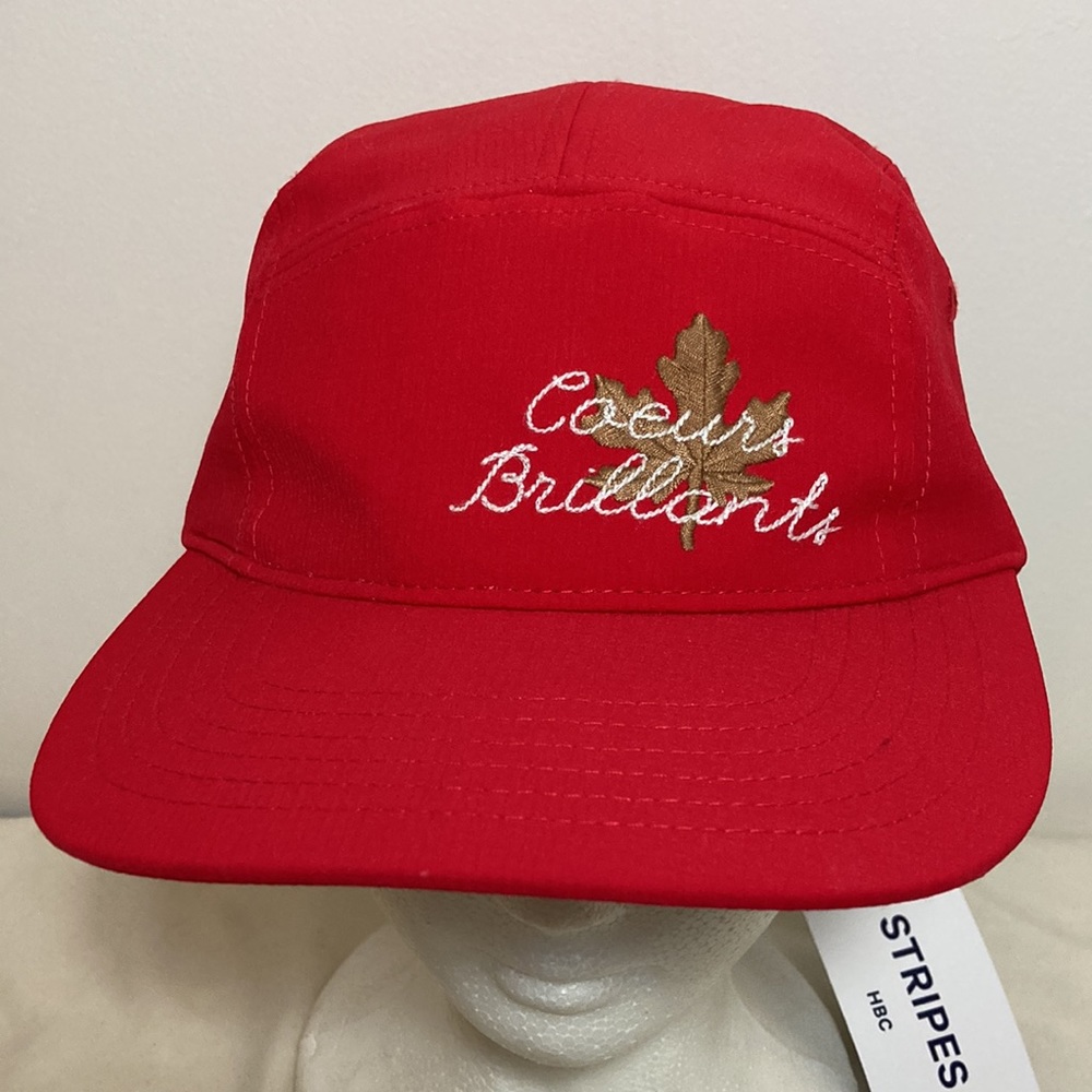 HBC Stripes Red Cap “Coeurs Brillants” Adjustable NEW With TAG